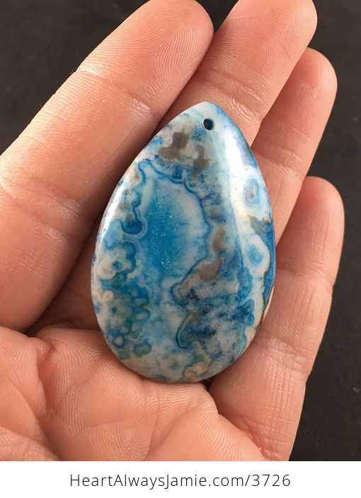 Stunning Blue Lake Druzy Crazy Lace Agate Stone Pendant Jewelry Necklace - #Nz11f4Wg54A-2