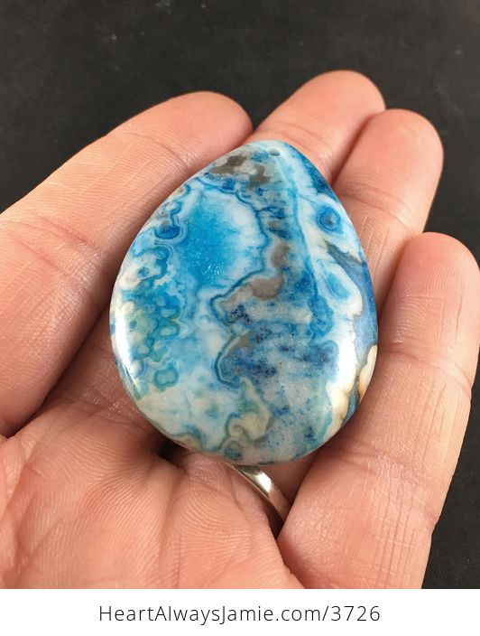 Stunning Blue Lake Druzy Crazy Lace Agate Stone Pendant Jewelry Necklace - #Nz11f4Wg54A-3