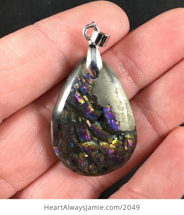 Stunning Colorful Pyrite Druzy Stone Pendant - #vMBIvM1xCgs-1