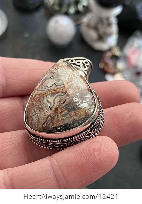 Stunning Crazy Lace Agate Stone Crystal Jewelry Pendant - #pERevagm6Bs-6