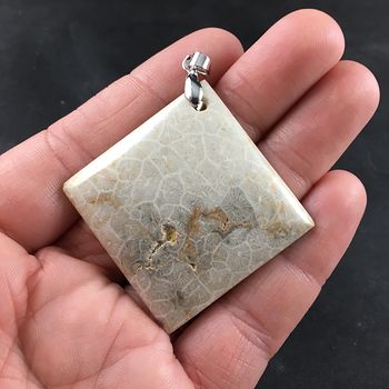 Stunning Diamond Shaped Beige Coral Fossil Pendant #Dc7Drv21nFw