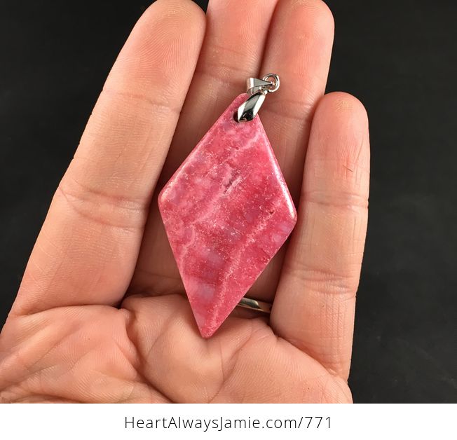 Stunning Diamond Shaped Pink Argentina Rhodochrosite Stone Pendant Necklace - #A2BH8rmx2So-1