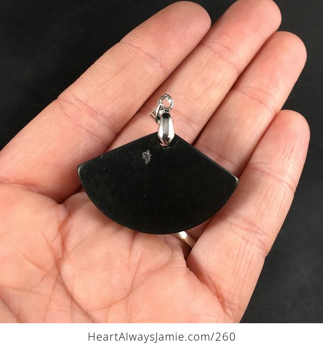 Stunning Fan Shaped White and Black Snowflake Obsidian Druzy Stone Agate Pendant Necklace - #AWf0YTFNOOg-2