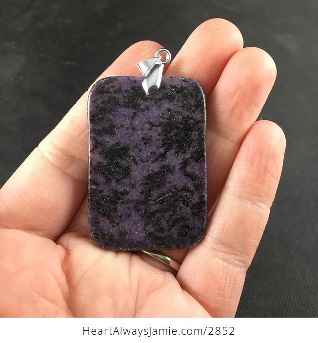 Stunning Galaxy like Rectangular Purple Lepidolite Stone Pendant Necklace - #OGldjME81Fs-2