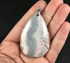 Stunning Gray and Pastel Pink Crazy Lace Agate Stone Agate Pendant #SBghpusmkjc