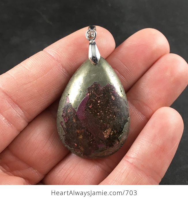 Stunning Gray and Purple Pyrite Druzy Stone Pendant - #cDErW7H2pTA-1