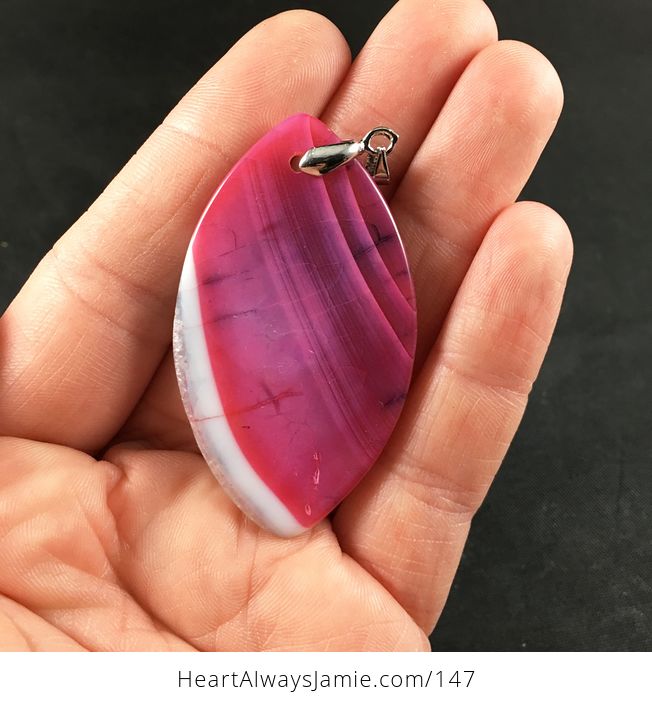 Stunning Gray White Black and Pink Dragon Veins Agate Stone Pendant Necklace - #Eu7f1FkWRfw-2