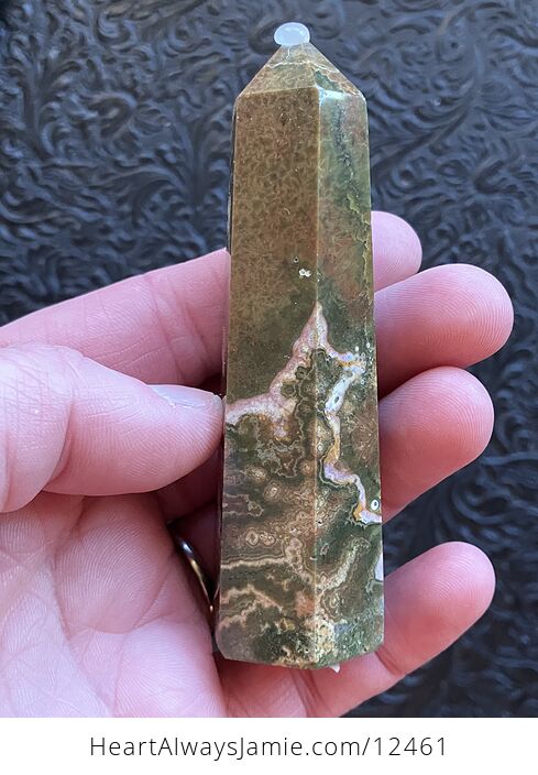 Stunning Green and Pink Dragon Scene Sea Ocean Jasper Crystal Tower - #VnsZnbGVCFE-1