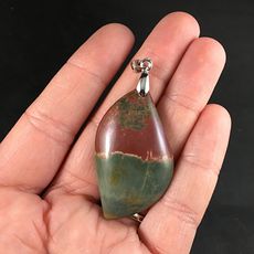 Stunning Green and Red Natural Picasso Agate Stone Pendant #VGo20fDSlTQ