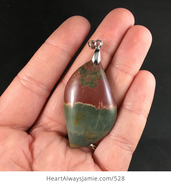 Stunning Green and Red Natural Picasso Agate Stone Pendant - #VGo20fDSlTQ-1