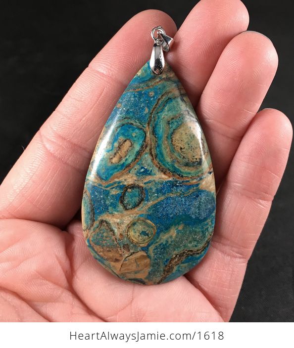Stunning Green Blue and Tan 34island and Ocean34 Choi Finches Stone Pendant - #EBeJZNApggw-1