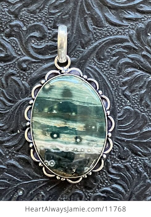 Stunning Green Ocean Jasper Crystal Stone Jewelry Pendant - #Eq1qEWlvQSc-7