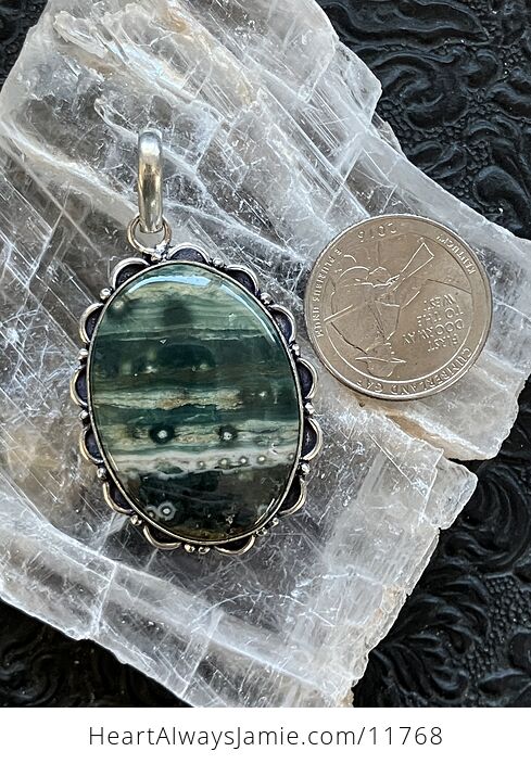 Stunning Green Ocean Jasper Crystal Stone Jewelry Pendant - #Eq1qEWlvQSc-2