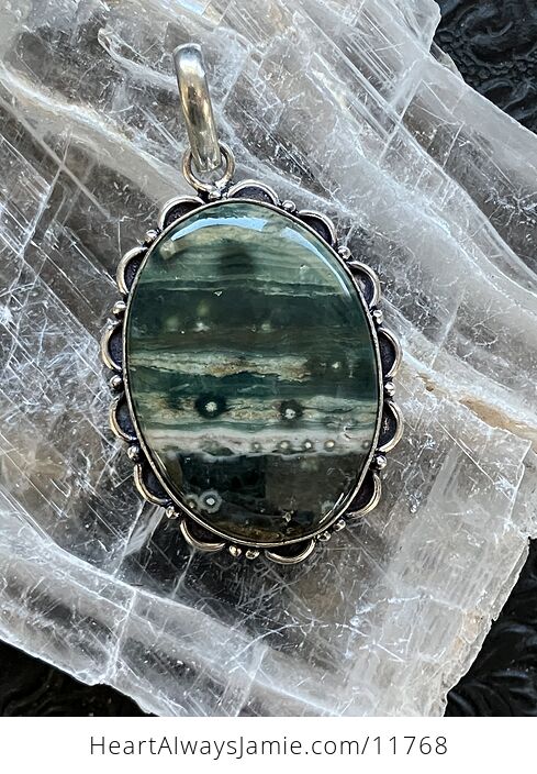 Stunning Green Ocean Jasper Crystal Stone Jewelry Pendant - #Eq1qEWlvQSc-1