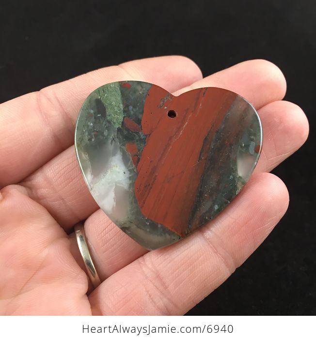 Stunning Heart Shaped African Bloodstone Jewelry Pendant - #6ScOB6Z1Ajk-6