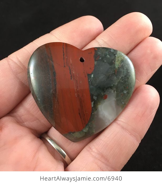 Stunning Heart Shaped African Bloodstone Jewelry Pendant - #6ScOB6Z1Ajk-1