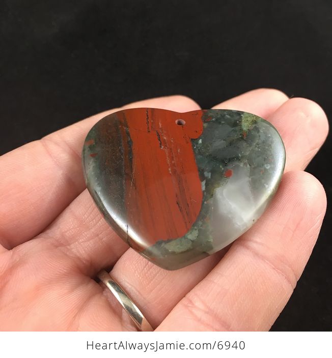 Stunning Heart Shaped African Bloodstone Jewelry Pendant - #6ScOB6Z1Ajk-2