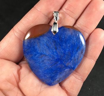 Stunning Heart Shaped Brown and Orange and Blue Druzy Agate Stone Pendant #cryxI6QF9pk