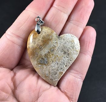 Stunning Heart Shaped Coral Fossil Stone Pendant #wiWkk0N8O8Q
