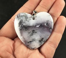 Stunning Heart Shaped Dendritic African Moss Opal Stone Pendant #uzVuwpdbjDM