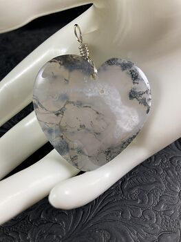 Stunning Heart Shaped Moss Agate Stone Jewelry Pendant #0UyfYztFOSc
