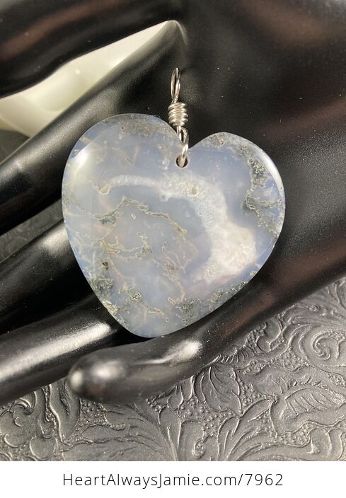 Stunning Heart Shaped Moss Agate Stone Jewelry Pendant - #0UyfYztFOSc-7