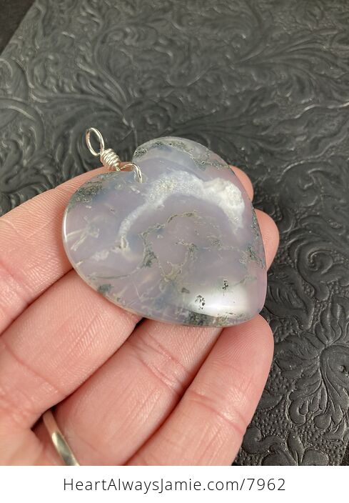 Stunning Heart Shaped Moss Agate Stone Jewelry Pendant - #0UyfYztFOSc-4