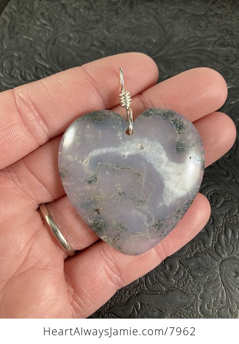 Stunning Heart Shaped Moss Agate Stone Jewelry Pendant - #0UyfYztFOSc-2