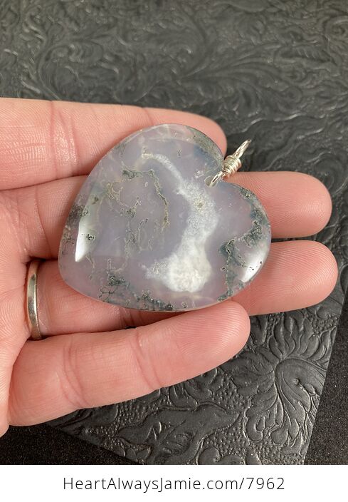 Stunning Heart Shaped Moss Agate Stone Jewelry Pendant - #0UyfYztFOSc-3