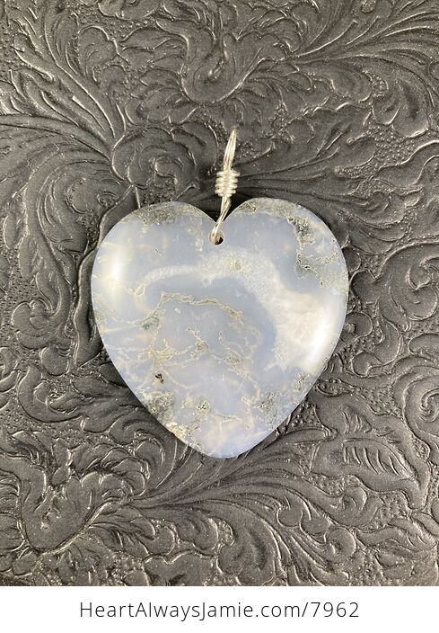 Stunning Heart Shaped Moss Agate Stone Jewelry Pendant - #0UyfYztFOSc-5