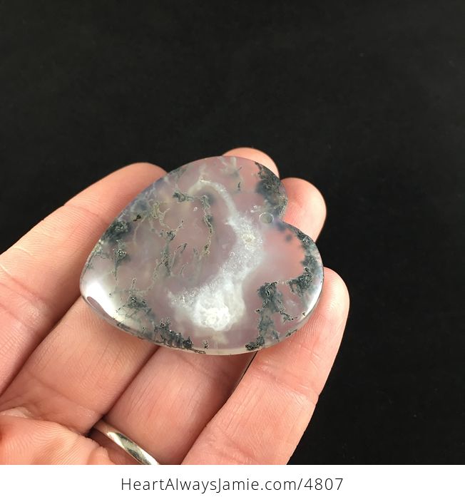 Stunning Heart Shaped Moss Agate Stone Jewelry Pendant - #LWQz0AYR1V0-3