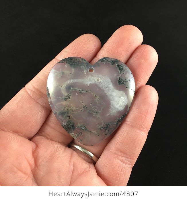 Stunning Heart Shaped Moss Agate Stone Jewelry Pendant - #LWQz0AYR1V0-1