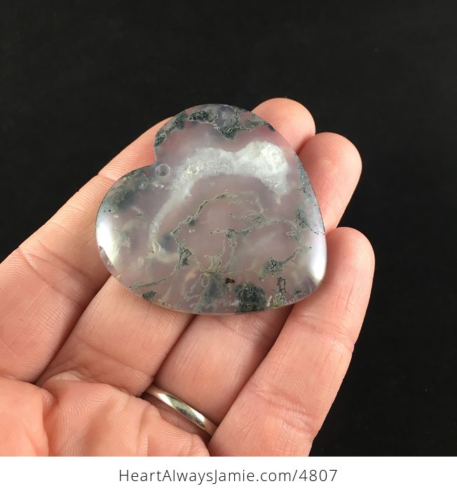 Stunning Heart Shaped Moss Agate Stone Jewelry Pendant - #LWQz0AYR1V0-2