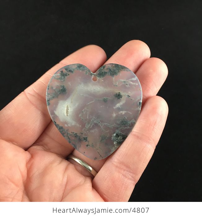 Stunning Heart Shaped Moss Agate Stone Jewelry Pendant - #LWQz0AYR1V0-5