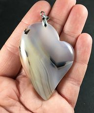 Stunning Heart Shaped Semi Transparent Natural Scenic Marine Dendrite Stone Pendant #HYrQNI4Vo0I
