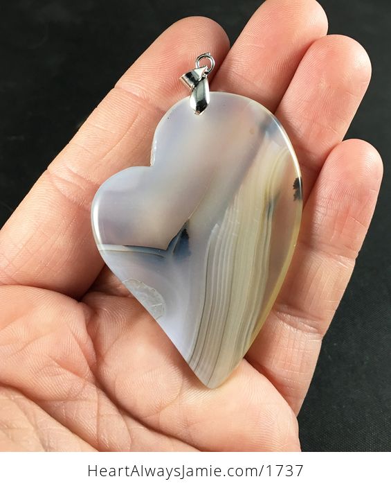 Stunning Heart Shaped Semi Transparent Natural Scenic Marine Dendrite Stone Pendant Necklace - #HYrQNI4Vo0I-2
