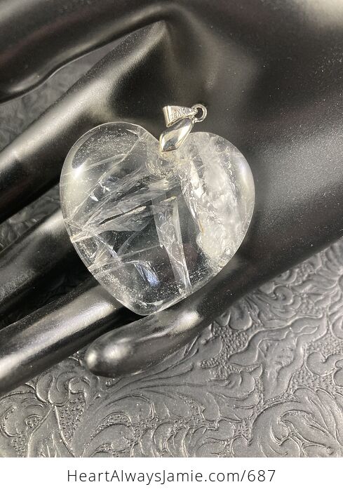 Stunning Heart Shaped Transparent White Cherry Quartz Stone Pendant - #kJxPmUiEMB8-1