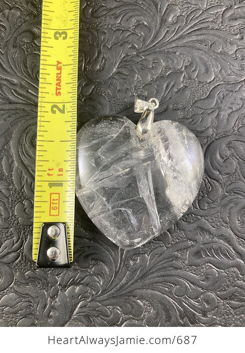 Stunning Heart Shaped Transparent White Cherry Quartz Stone Pendant - #kJxPmUiEMB8-4