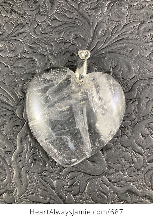 Stunning Heart Shaped Transparent White Cherry Quartz Stone Pendant - #kJxPmUiEMB8-3