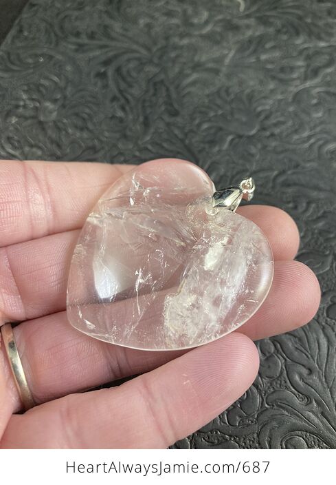 Stunning Heart Shaped Transparent White Cherry Quartz Stone Pendant - #kJxPmUiEMB8-6
