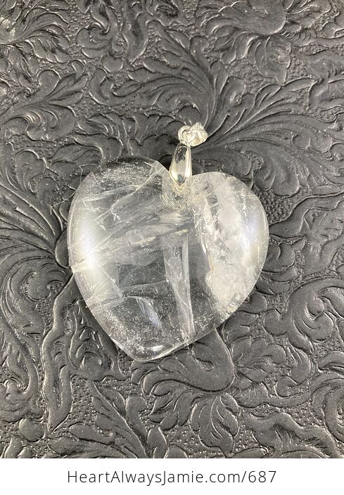 Stunning Heart Shaped Transparent White Cherry Quartz Stone Pendant - #kJxPmUiEMB8-2
