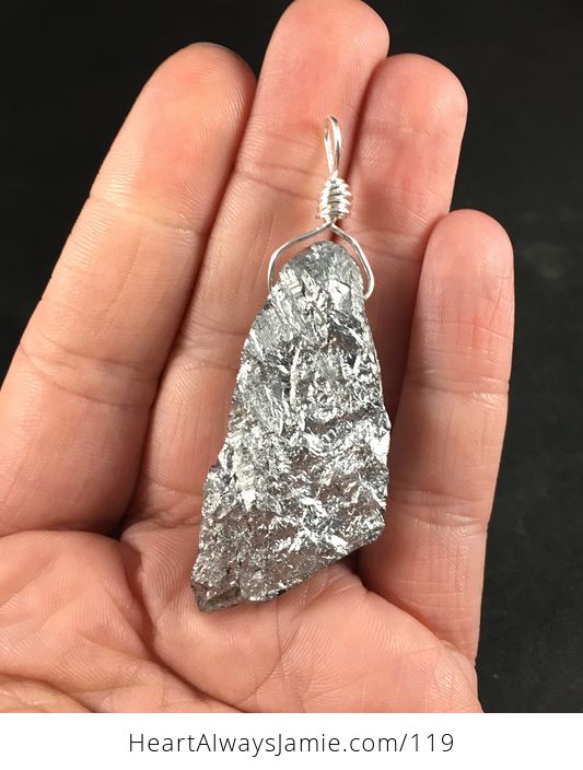 Stunning Metallic Silver Stone Pendant - #nQjVZVU2bCw-1