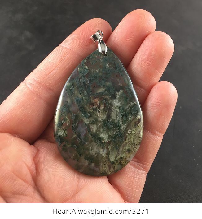 Stunning Natural Green Moss Agate Stone Pendant Necklace - #aQttEMMDtuM-2