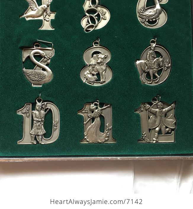 Stunning New and Unused Set of the Twelve Days of Christmas Ornaments Presented by Seagull Pewter from 1992 - #LfOkzNRbSAU-8