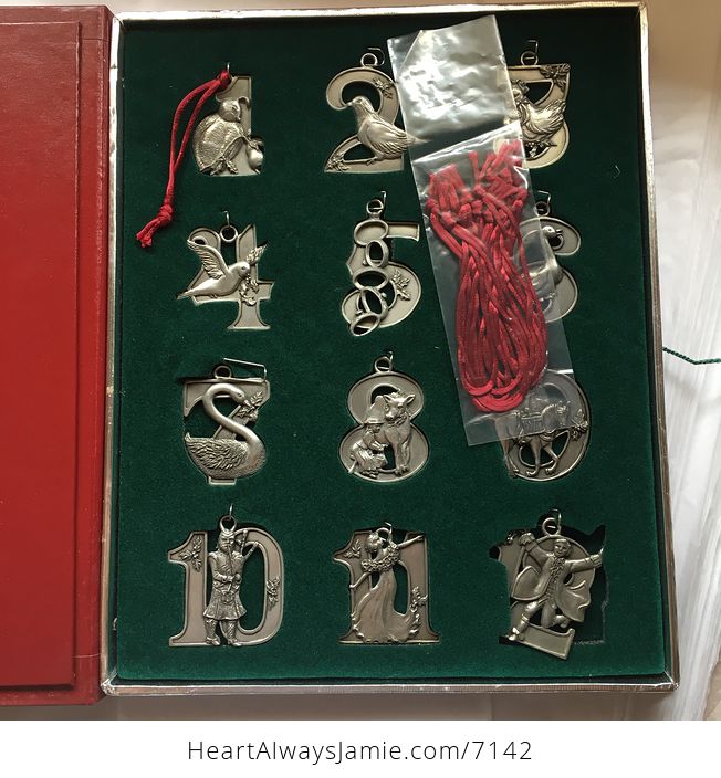 Stunning New and Unused Set of the Twelve Days of Christmas Ornaments Presented by Seagull Pewter from 1992 - #LfOkzNRbSAU-6