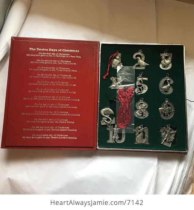 Stunning New and Unused Set of the Twelve Days of Christmas Ornaments Presented by Seagull Pewter from 1992 - #LfOkzNRbSAU-4
