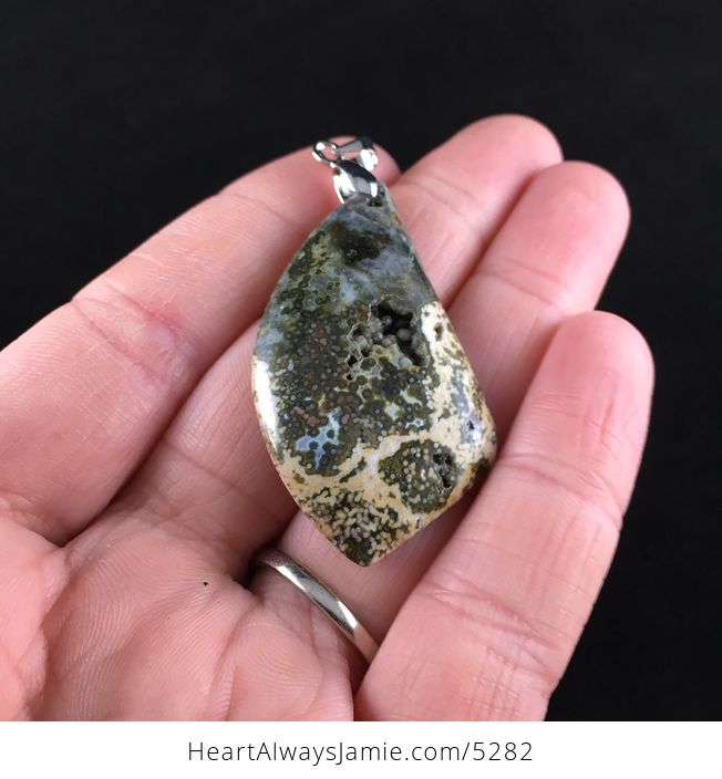 Stunning Ocean Jasper Stone Jewelry Pendant with Peek Inside - #xZyr9O2LByU-2