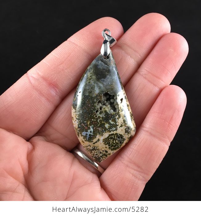 Stunning Ocean Jasper Stone Jewelry Pendant with Peek Inside - #xZyr9O2LByU-1