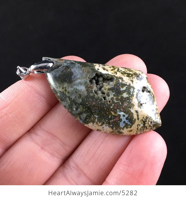 Stunning Ocean Jasper Stone Jewelry Pendant with Peek Inside - #xZyr9O2LByU-4