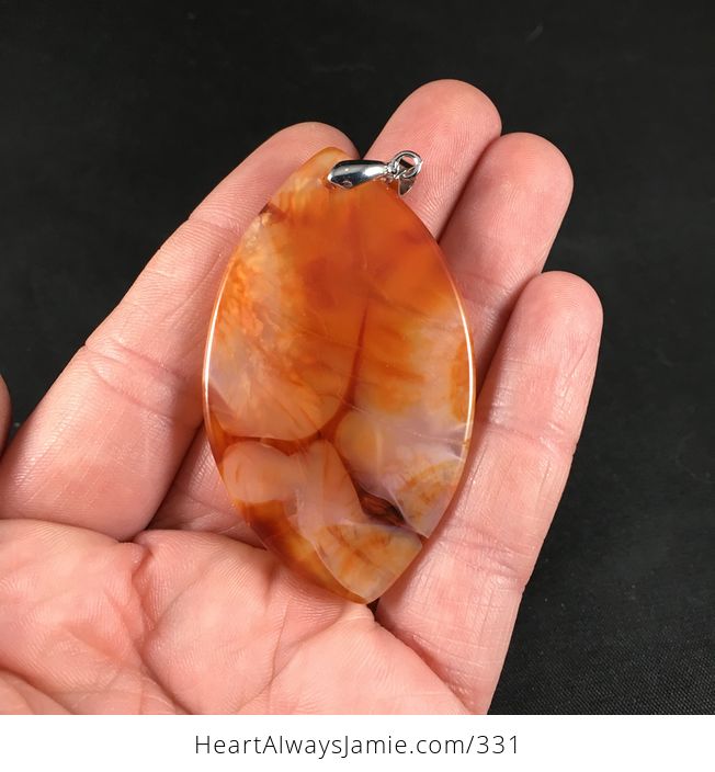 Stunning Orange Agate Stone Pendant Necklace - #bjlWgYjkthA-2